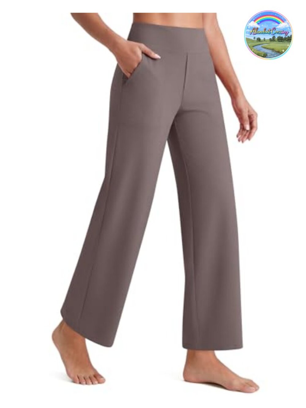 Wide Leg Ankle Yoga Pants High Waisted with Pockets Stretch Petite